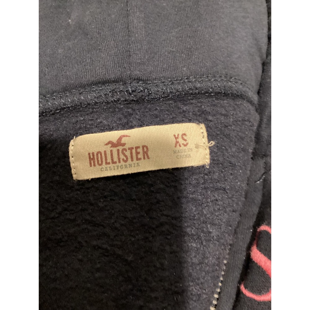 Hollister California Zip Up Hoodie Navy Blue Pink 22 Graphic Long Sleeve XS - Picture 8 of 8
